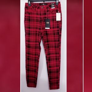 High Rise Plaid Skinny Pants